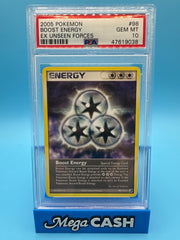 Pokémon 2005 Boost Energy Unseen Forces - PSA GEM MT 10