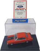 1:43 Biante - Ford Falcon XY GTHO Phase 3 - Vermilion Fire - Certification Card - Mega Cash Sydney