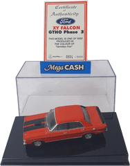 1:43 Biante - Ford Falcon XY GTHO Phase 3 - Vermilion Fire - Certification Card - Mega Cash Sydney
