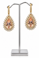 18ct Diamond & Morganite Teardrop Earrings 13.6gms - Mega Cash Sydney