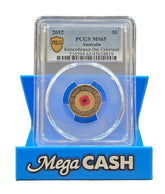 2012 PCGS MS65 Remembrance Day Colorized - Red Poppy Coloured $2 Coin - Mega Cash Sydney