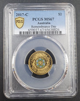 2017 - C - $2 Australia Remembrance Day - PCGS MS67 - Mega Cash Sydney