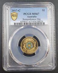 2017 - C - $2 Australia Remembrance Day - PCGS MS67 - Mega Cash Sydney