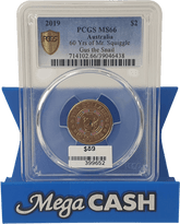 2019 - $2 60 Yrs of Mr. Squiggle Gus the Snail - PCGS MS66 - Mega Cash Sydney
