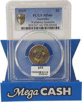 2019 - $2 Wallabies Australia - PCGS MS66 - Mega Cash Sydney