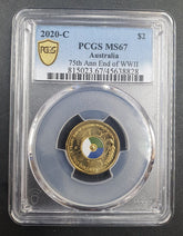 2020 - C - $2 Australian 75th Ann End of WWII - PCGS MS67 - Mega Cash Sydney
