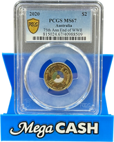 2020 PCGS MS67 75th Anniversary End Of WWII - Mega Cash Sydney