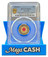 2022-C PCGS MS67 Remembrance Day Colorized - Red Poppy Coloured $2 Coin - Mega Cash Sydney
