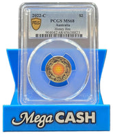 2022-C PCGS MS68 Honey Bee Coloured $2 Coin - Mega Cash Sydney