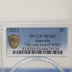 2020 - $2 75th Ann End of WWII - PCGS MS63