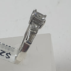 LADIES CZ SILVER RING - Ring Size N / 7 US