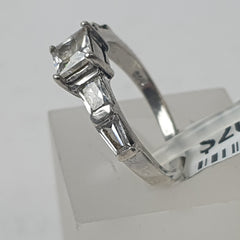 LADIES CZ SILVER RING - Ring Size N / 7 US