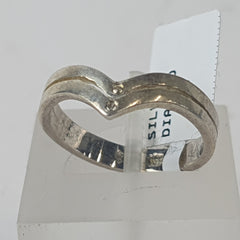 LADIES SILVER DIAMOND RING 2.7GMS Ring Size N / 7 US