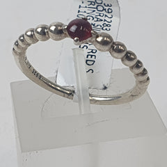 PANDORA SILVER RED STONE RING 2.5GMS Ring Size R / 9 US