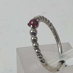PANDORA SILVER RED STONE RING 2.5GMS Ring Size R / 9 US