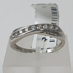 LADIES SILVER CZ RING - Ring Size N / 7.5 US