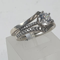 PANDORA SILVER 3 RING SET Ring Size M 1/2 / 6.5 US