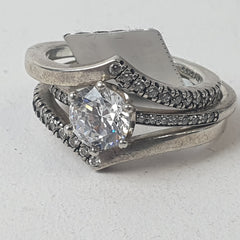 PANDORA SILVER 3 RING SET Ring Size M 1/2 / 6.5 US