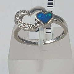 UNISEX SILVER OPAL RING - Ring Size O / 7.5 US