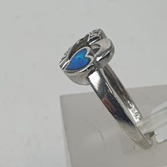 UNISEX SILVER OPAL RING - Ring Size O / 7.5 US
