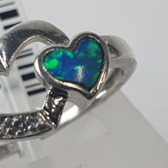 UNISEX SILVER OPAL RING - Ring Size O / 7.5 US