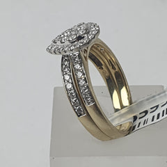 LADIES 9CT DIAMOND TEARDROP 2 RING SET 4.2GMS Ring Size N 1/2 / 7.5 US