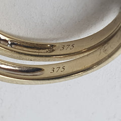 LADIES 9CT DIAMOND TEARDROP 2 RING SET 4.2GMS Ring Size N 1/2 / 7.5 US