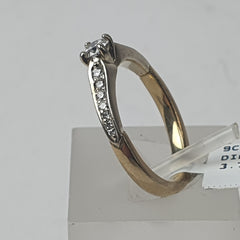 LADIES 9CT DIAMOND RING 3.7GMS Ring Size M / 6.5 US