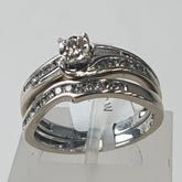 LADIES 9CT DIAMOND WHITE GOLD 2 RING SET 4.7GMS Ring Size N / 7.5 US
