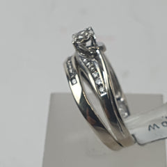 LADIES 9CT DIAMOND WHITE GOLD 2 RING SET 4.7GMS Ring Size N / 7.5 US