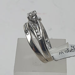LADIES 9CT DIAMOND WHITE GOLD 2 RING SET 4.7GMS Ring Size N / 7.5 US