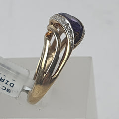 LADIES 9CT DIAMOND RING 2.6GMS Ring Size M 1/2 / 7 US