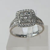 LADIES 9CT DIAMOND HALO RING 3.7GMS Ring Size Q / 8.5 US