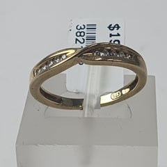 LADIES 9CT DIAMOND BAND RING 2.2GMS Ring Size M / 6.5 US