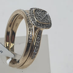 LADIES 9CT DIAMOND 2 RING SET 4.8GMS Ring Size R / 9 US