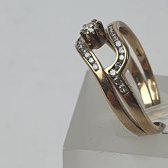 LADIES 9CT DIAMOND 2 RING SET 2.5GMS Ring Size N / 7 US