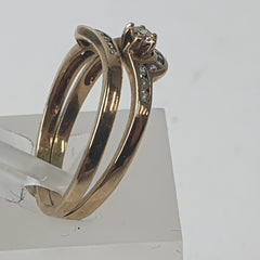 LADIES 9CT DIAMOND 2 RING SET 2.5GMS Ring Size N / 7 US