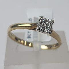 LADIES 9CT DIAMOND RING 1.9GMS Ring Size Q / 8.5 US