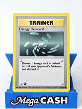 Energy Removal 92/102 First 1st Edition Shadowless Base Set 1999 NM
