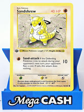 Sandshrew 62/102 First 1st Edition Shadowless Base Set 1999 NM