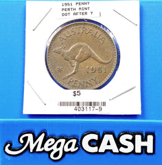 Australia 1951 Penny *Dot After Y*