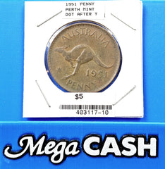 Australia 1951 Penny *Dot After Y*