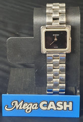LADIES - GUCCI WATCH - 3600 - Black Dial Stainless Steel G Bezel Square
