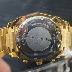 MENS - MICHAEL HILL - ANALOGUE WATCH - 9278 - GOLD METAL BAND
