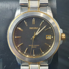 MENS - SEIKO ANALOGUE WATCH - V742-8119 - STEEL BAND