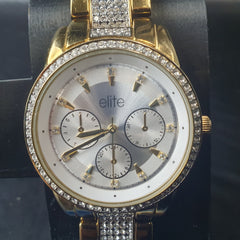 LADIES - ELITE - ANALGUE WATCH - 5088658 - GOLD STEEL BAND