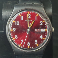 UNISEX - SWATCH - ANALOGUE WATCH - BLACK RUBBER BAND With CASE