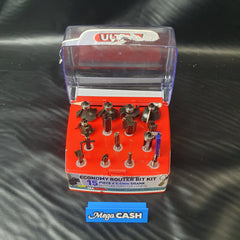 Ultra ROUTER BIT SET 1615KB 15 Piece 6.4mm Shaft, Tungsten Carbide Tipped