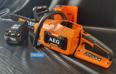 AEG CHAINSAW ACS58B18 WITH 8.0AH BATTERY AND CHARGER BATTERY - See Condition