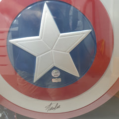 MEMORABILLIA - RS067928 - FRAMED CAPTAIN AMERICA SHIELD - HAND SIGNED BY STAN LEE / WITH COA FROM ICONS OF SPORT